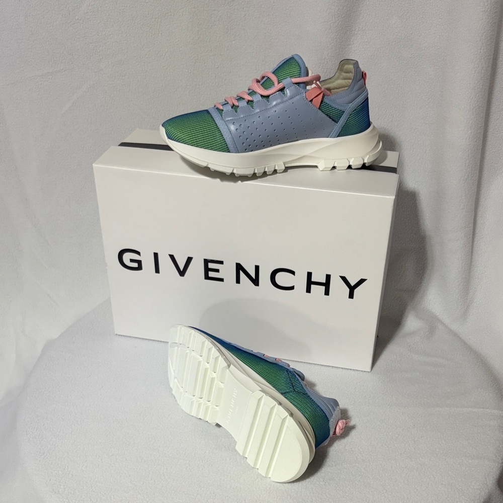 Givenchy Blue and Green Sneakers with Pink Details